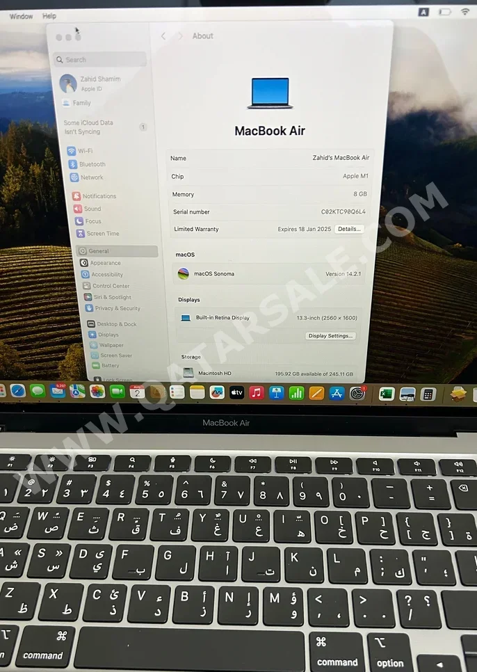 Laptops Apple  - MacBook Air  - Grey  - MacOS  - Apple  - M1  -Memory (Ram): 3 GB