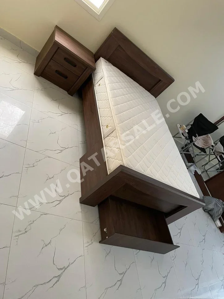 Beds - Home Center  - Brown  - Mattress Included  - With Bedside Table