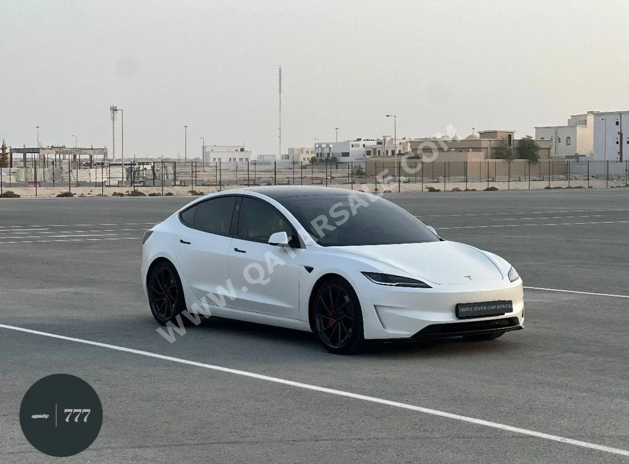 Tesla  Model 3  3 Cylinder  Sedan  White  2024