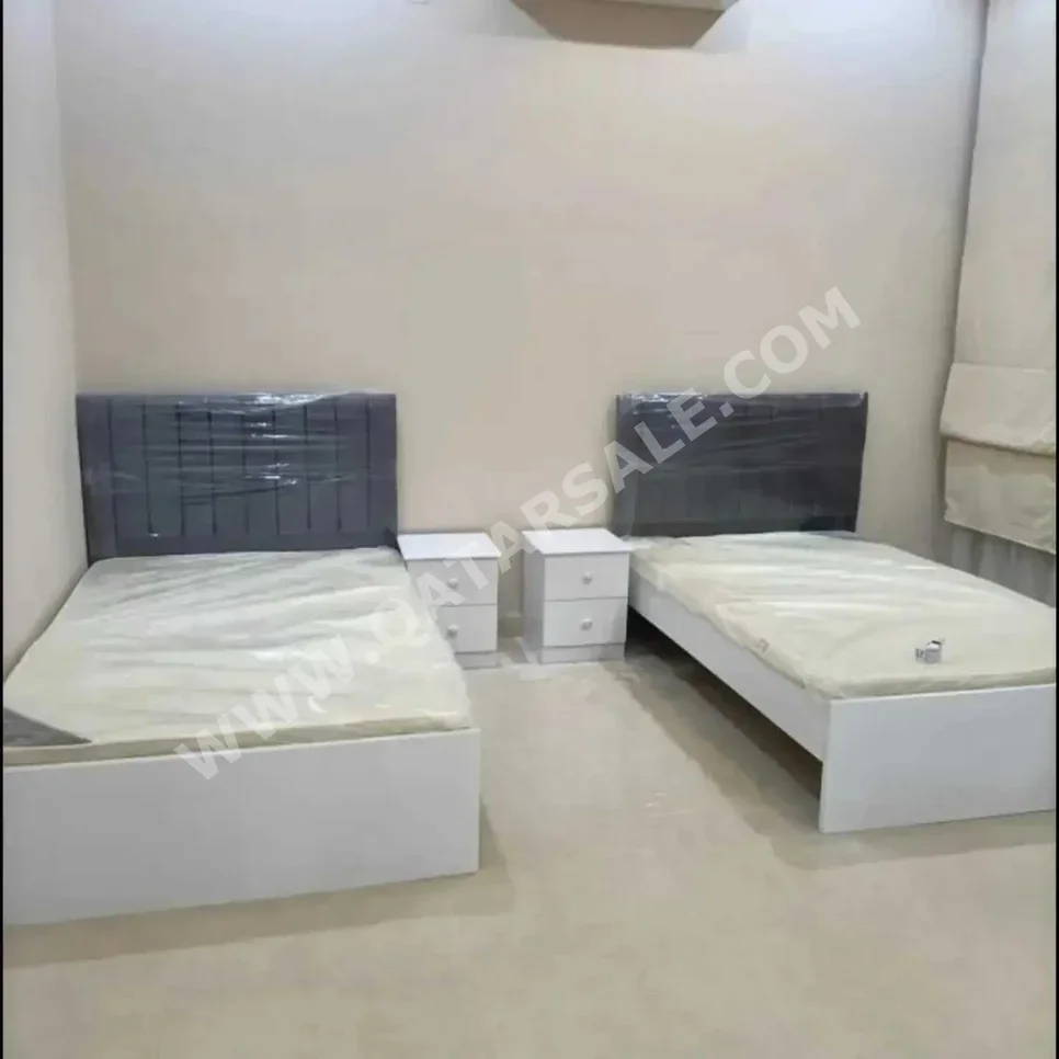 Beds - TRIOS  - Single  - Gray  - Mattress Included  - With Bedside Table