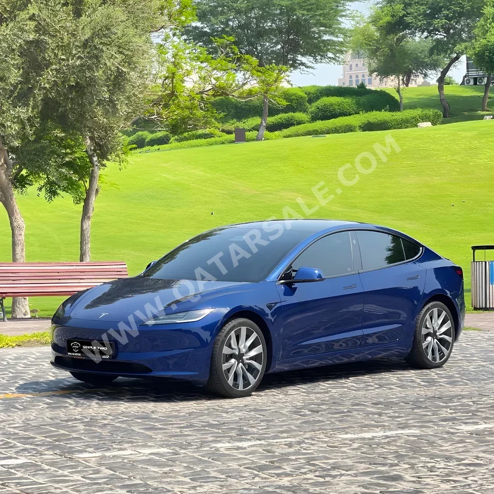 Tesla  Model 3  2024  Automatic  950 Km  0 Cylinder  Rear Wheel Drive (RWD)  Sedan  Blue  With Warranty