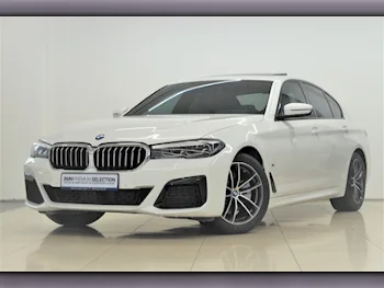 BMW  5-Series  520i  2021  Automatic  34,300 Km  4 Cylinder  Rear Wheel Drive (RWD)  Sedan  White  With Warranty