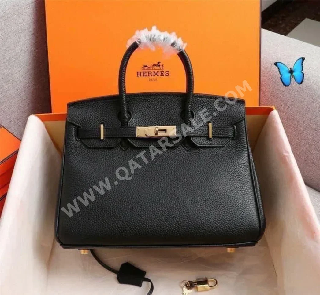 Tote Bag  - Hermes  - Black  - Genuine Leather  - For Women