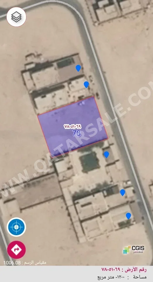 Lands For Sale in Al Shamal  - Abo Dhalouf  -Area Size 1٬200 Square Meter