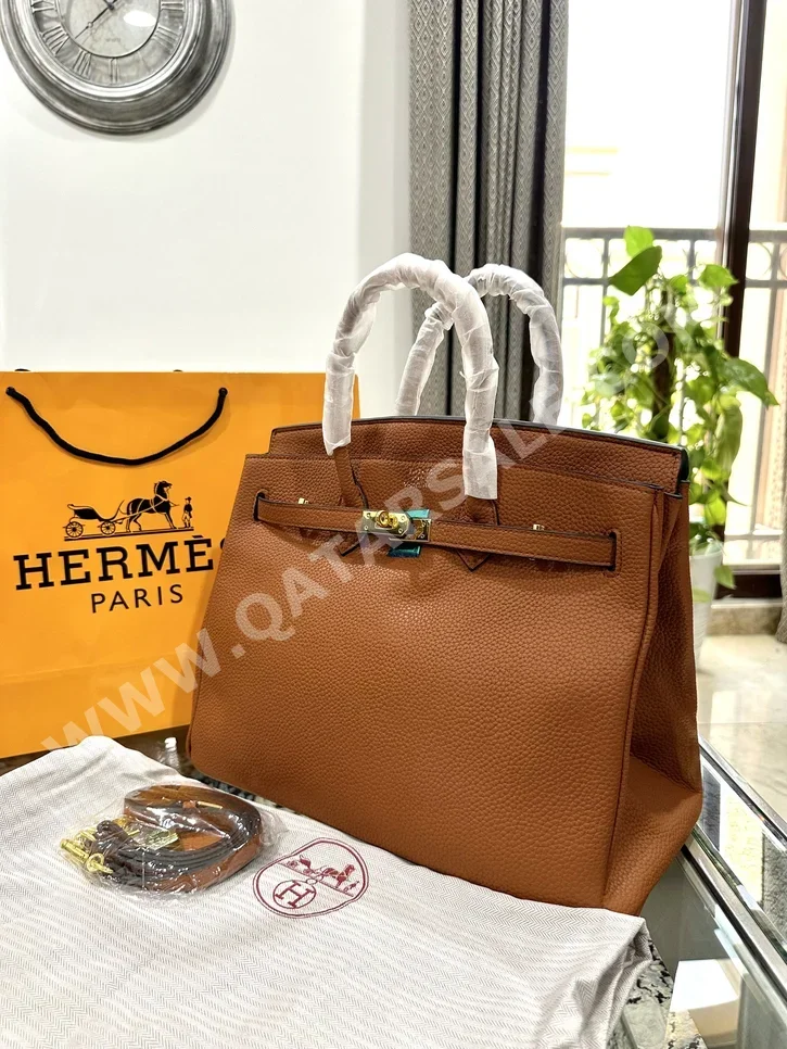 Tote Bag  - Hermes  - Brown  - Genuine Leather  - For Women