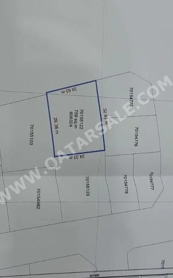 Lands For Sale in Al Daayen  - Umm Qarn  -Area Size 759 Square Meter