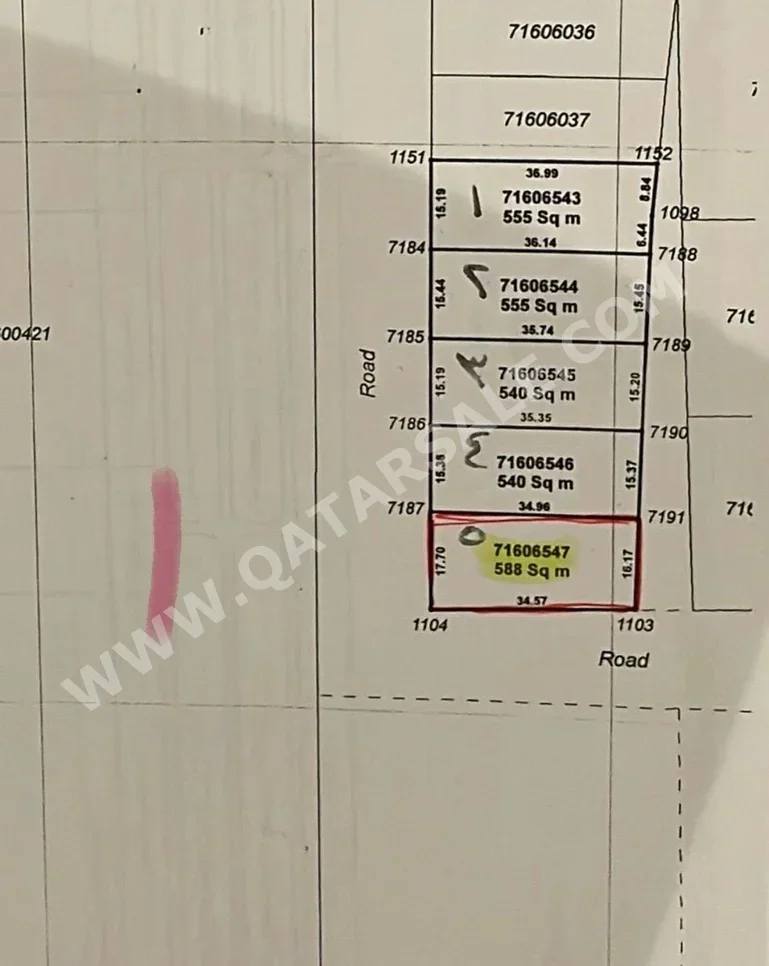 Lands For Sale in Umm Salal  - Umm Al Amad  -Area Size 588 Square Meter