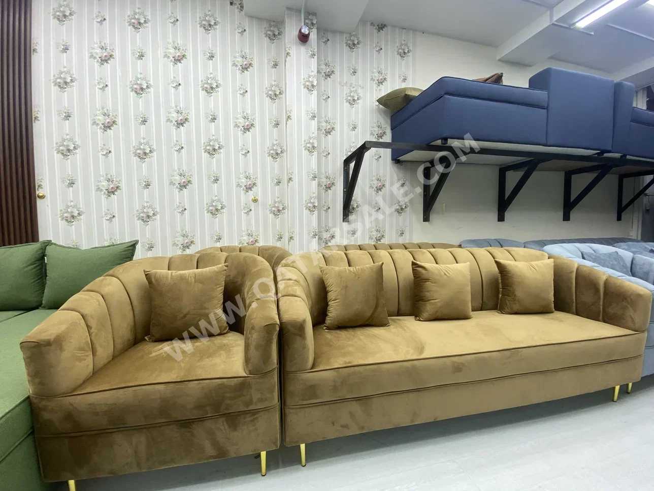 Sofas, Couches & Chairs Sofa Set  - Sepia & Gold