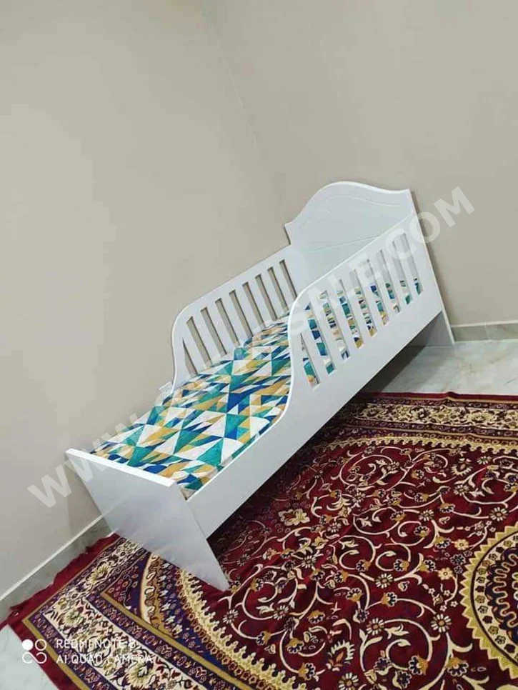 Beds - Single  - White  - Mattress Included  - With Bedside Table