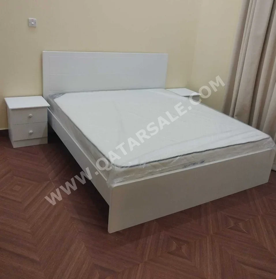 Beds - King  - White  - Mattress Included  - With Bedside Table