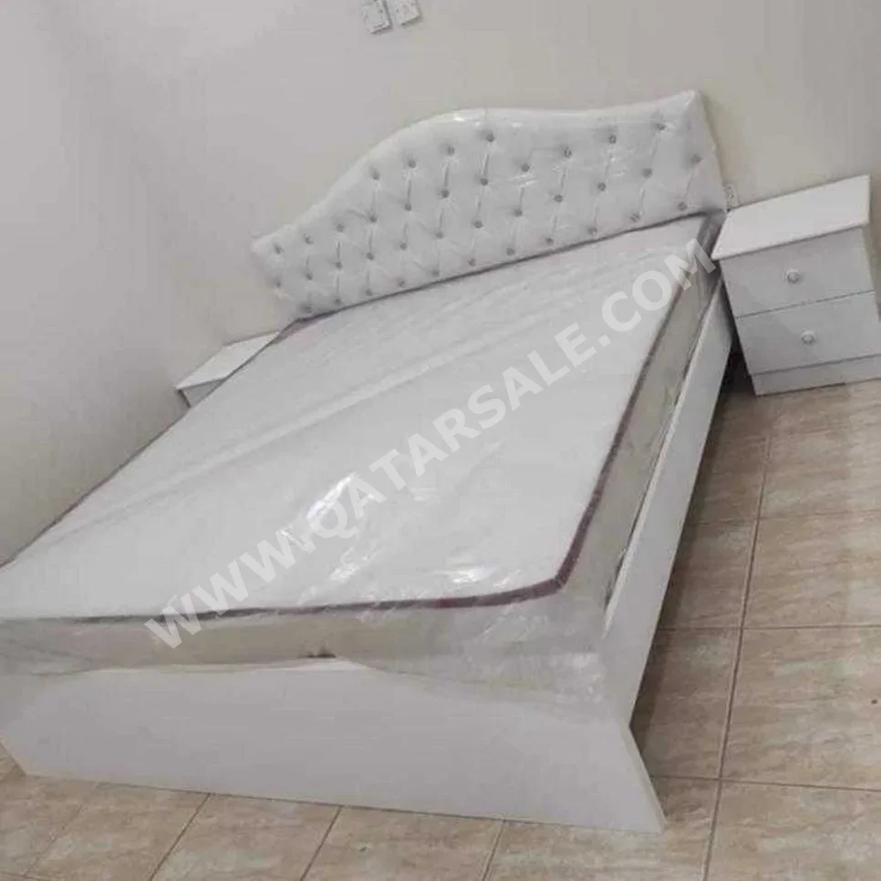 Beds - King  - White  - Mattress Included  - With Bedside Table