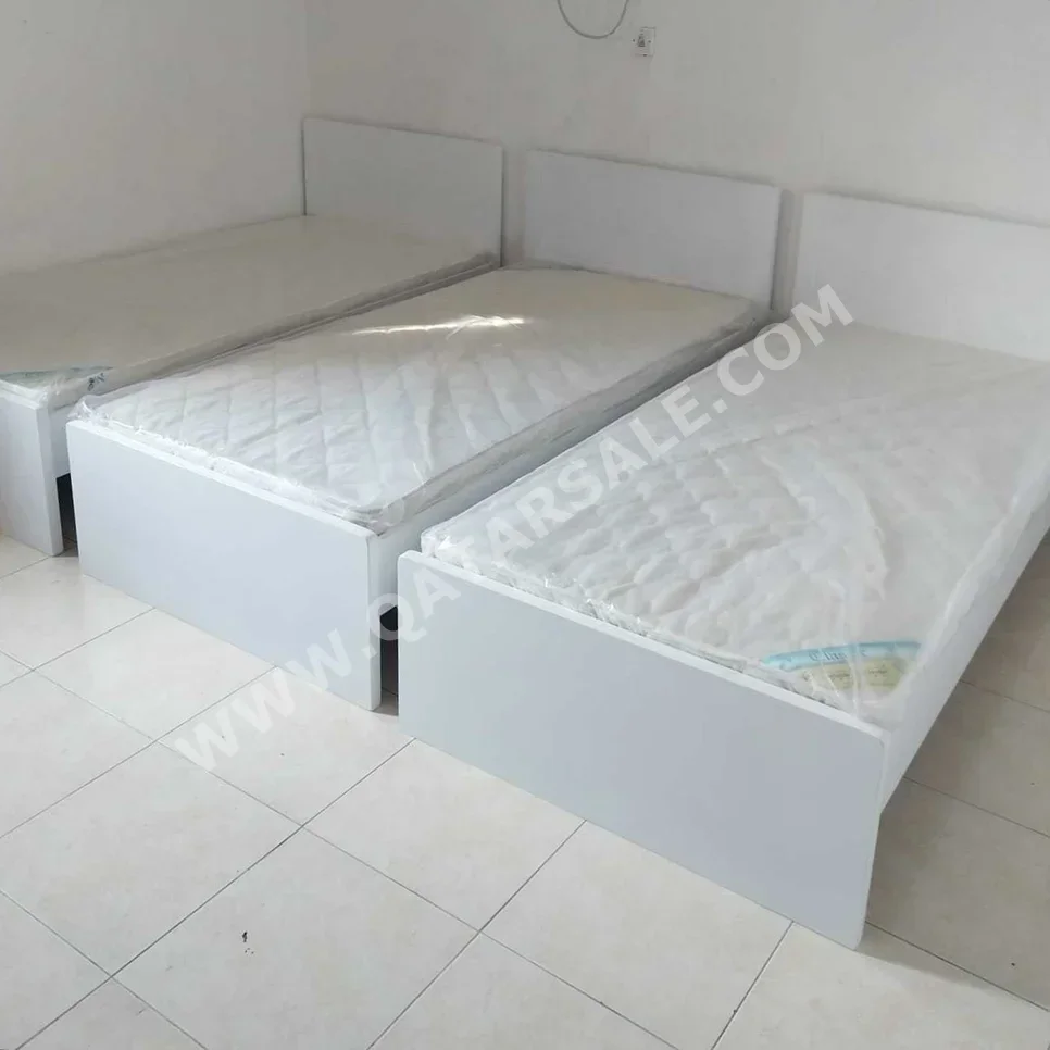 Beds - Single  - White  - Mattress Included  - With Bedside Table