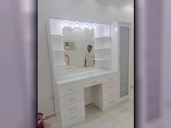 Wardrobes & Dressers - Doha Furniture  - Dressing Table, Mirror, Chair & 2 Shelving Units  - White