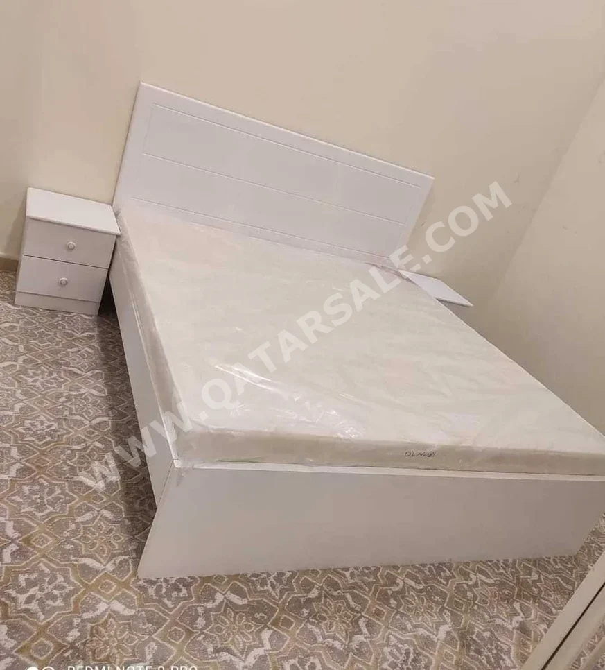 Beds - King  - White  - Mattress Included  - With Bedside Table