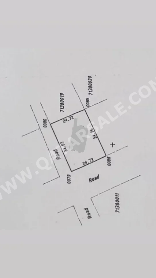 اراضي للبيع في أم صلال  -المساحة 861 متر مربع