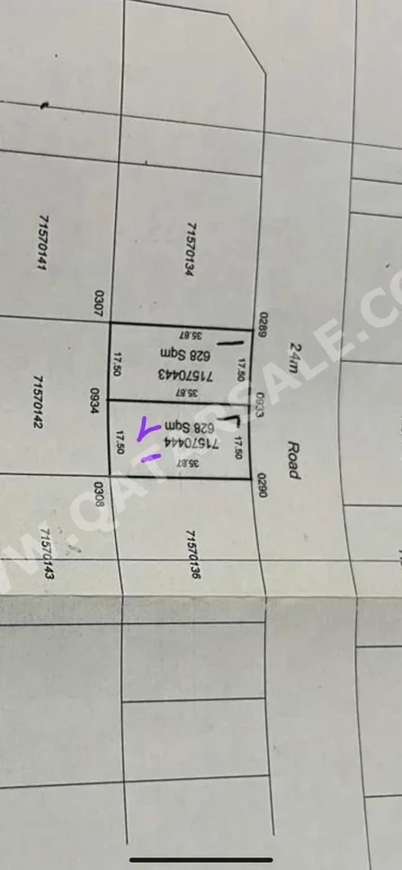 Lands For Sale in Umm Salal  - Umm Salal Ali  -Area Size 628 Square Meter