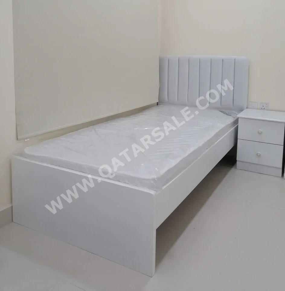 Beds - Single  - White  - Mattress Included  - With Bedside Table