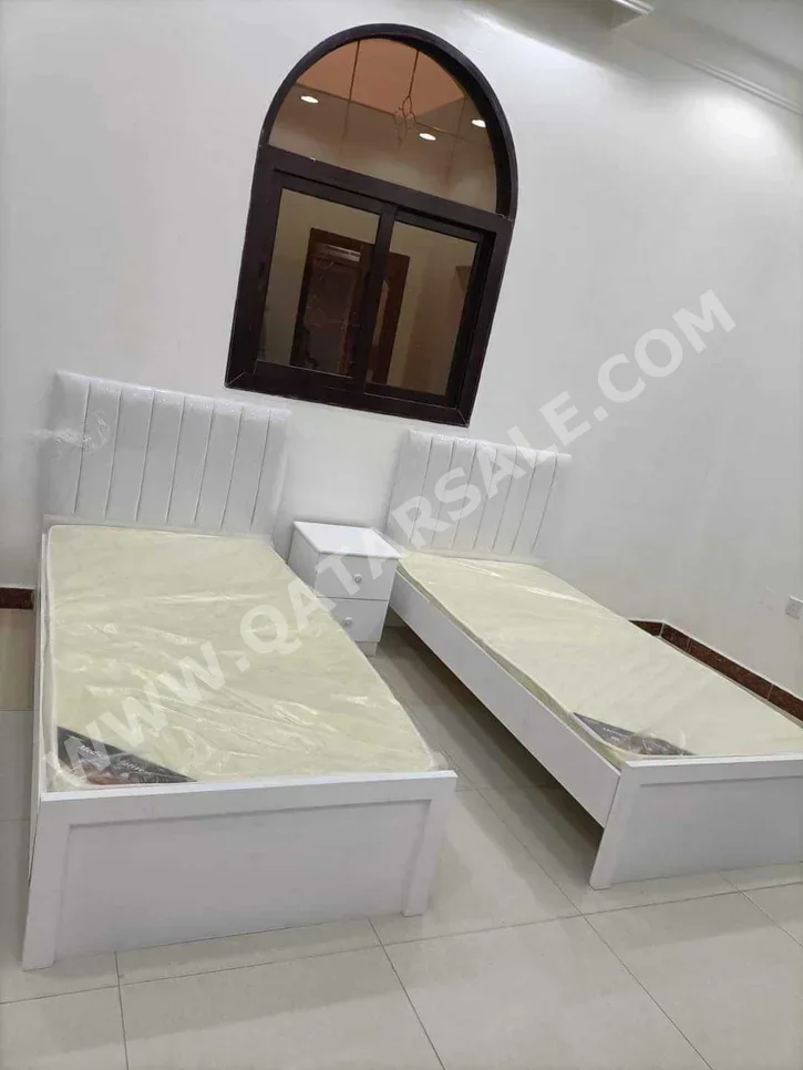 Beds - Single  - White  - Mattress Included  - With Bedside Table