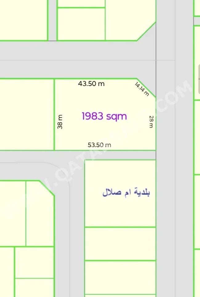 Lands For Sale in Umm Salal  -Area Size 1٬982 Square Meter