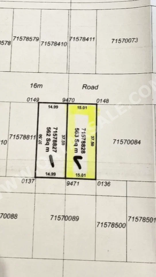 Lands For Sale in Umm Salal  - Umm Salal Ali  -Area Size 562 Square Meter