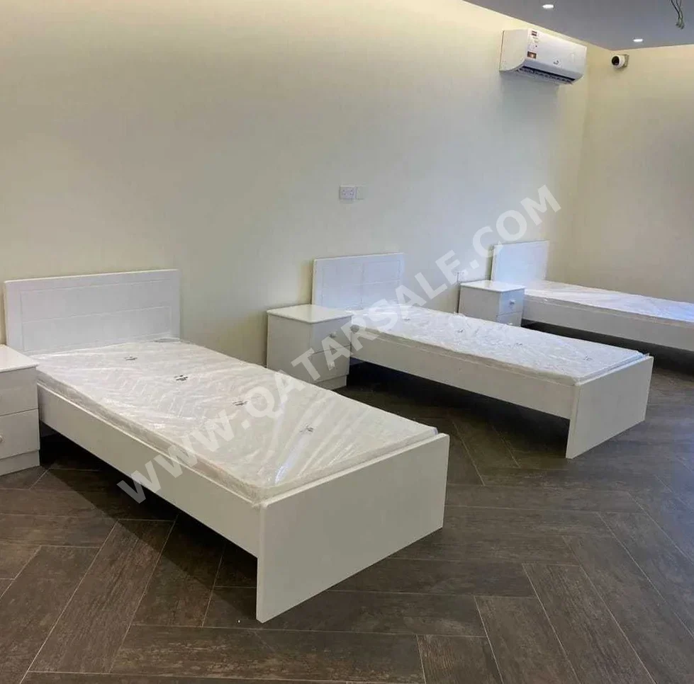 Beds - Single  - White  - Mattress Included  - With Bedside Table