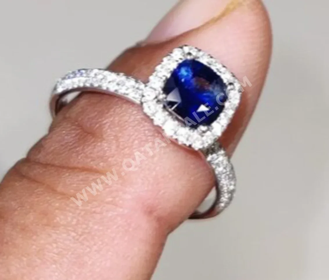 Gemstones Ring  Blue Sapphire  Special Stylish Package  1 Carat  Engagement  Princess  VVS1