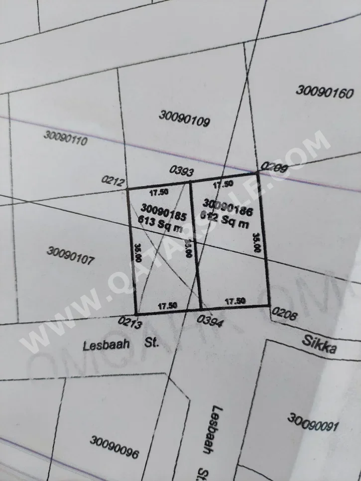 اراضي للبيع في الدوحة  - الدحيل  -المساحة 613 متر مربع