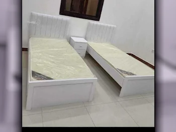 Beds - Single  - White  - Mattress Included  - With Bedside Table