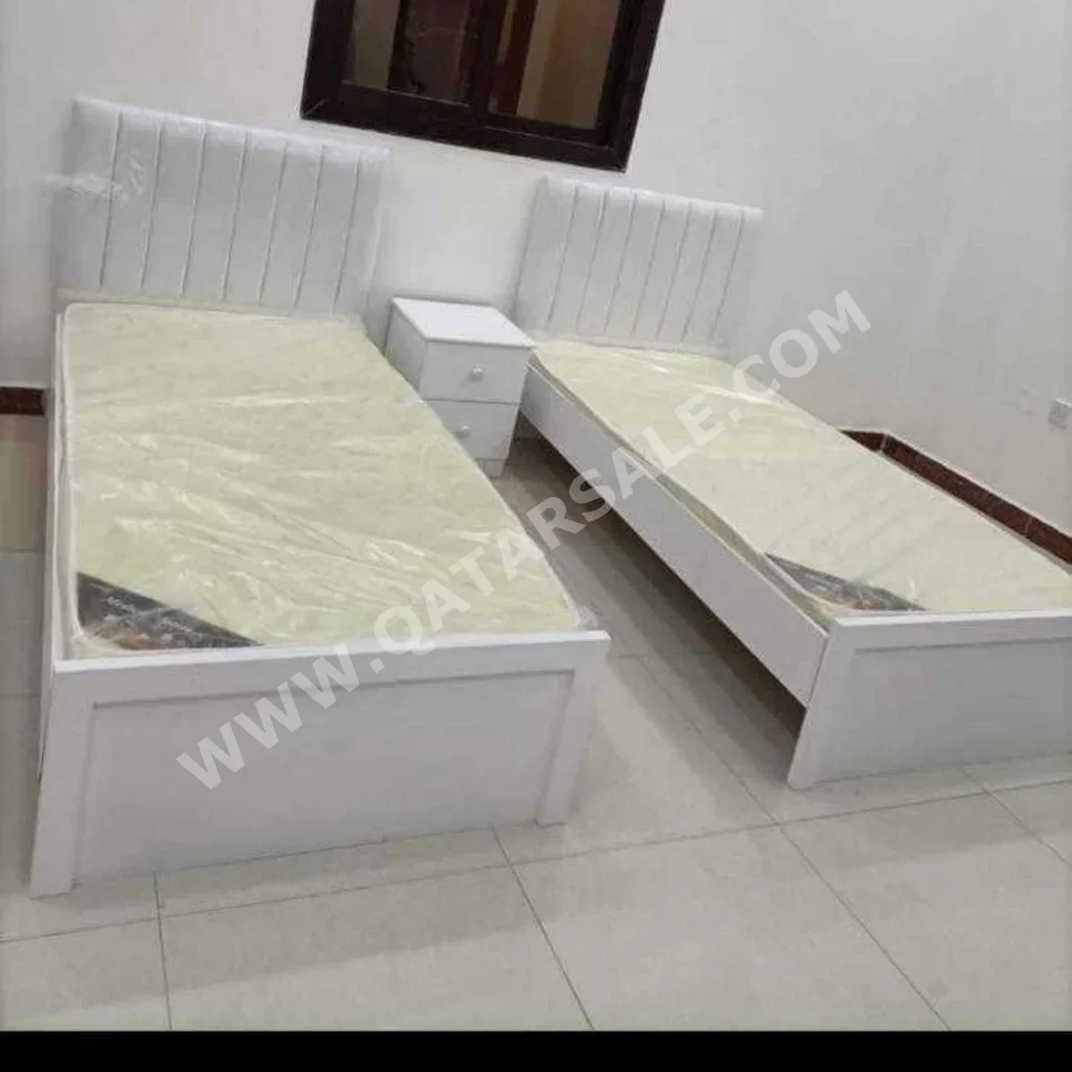 Beds - Single  - White  - Mattress Included  - With Bedside Table