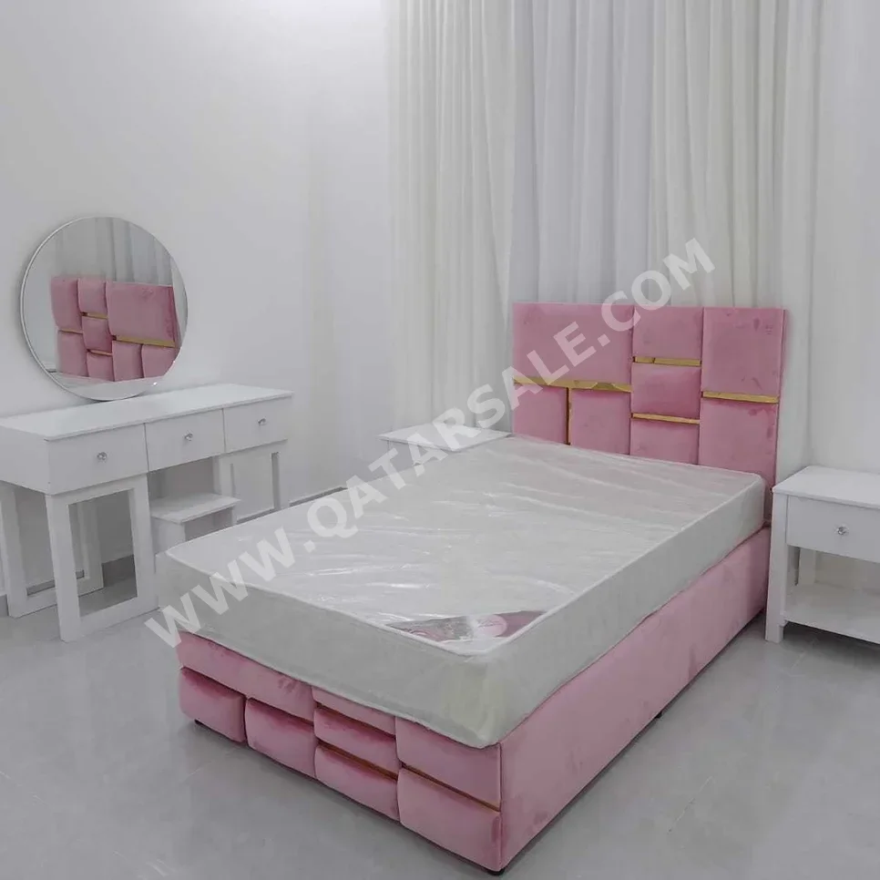 Beds - Single  - Pink  - Mattress Included  - With Bedside Table