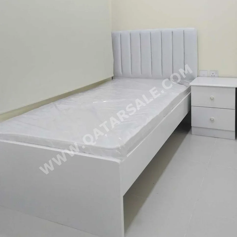 Beds - Single  - White  - Mattress Included  - With Bedside Table