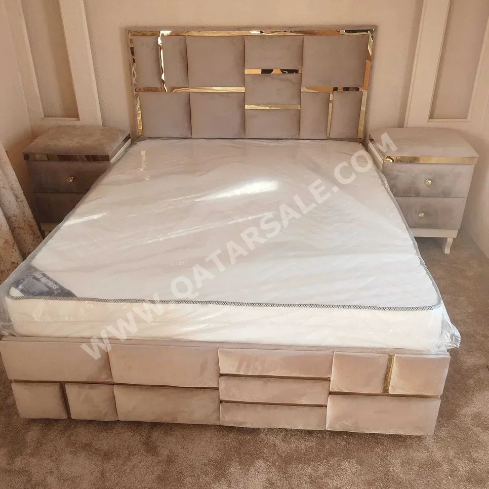 Beds - Queen  - Brown  - Mattress Included  - With Bedside Table