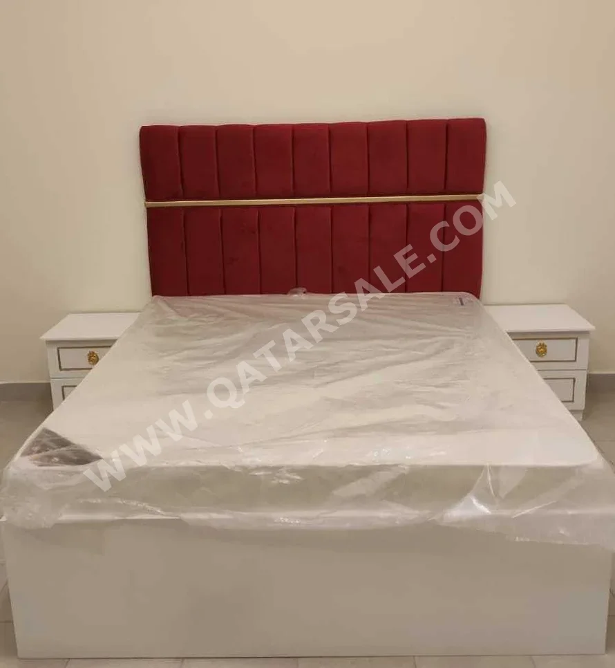 Beds - Queen  - Red  - Mattress Included  - With Bedside Table