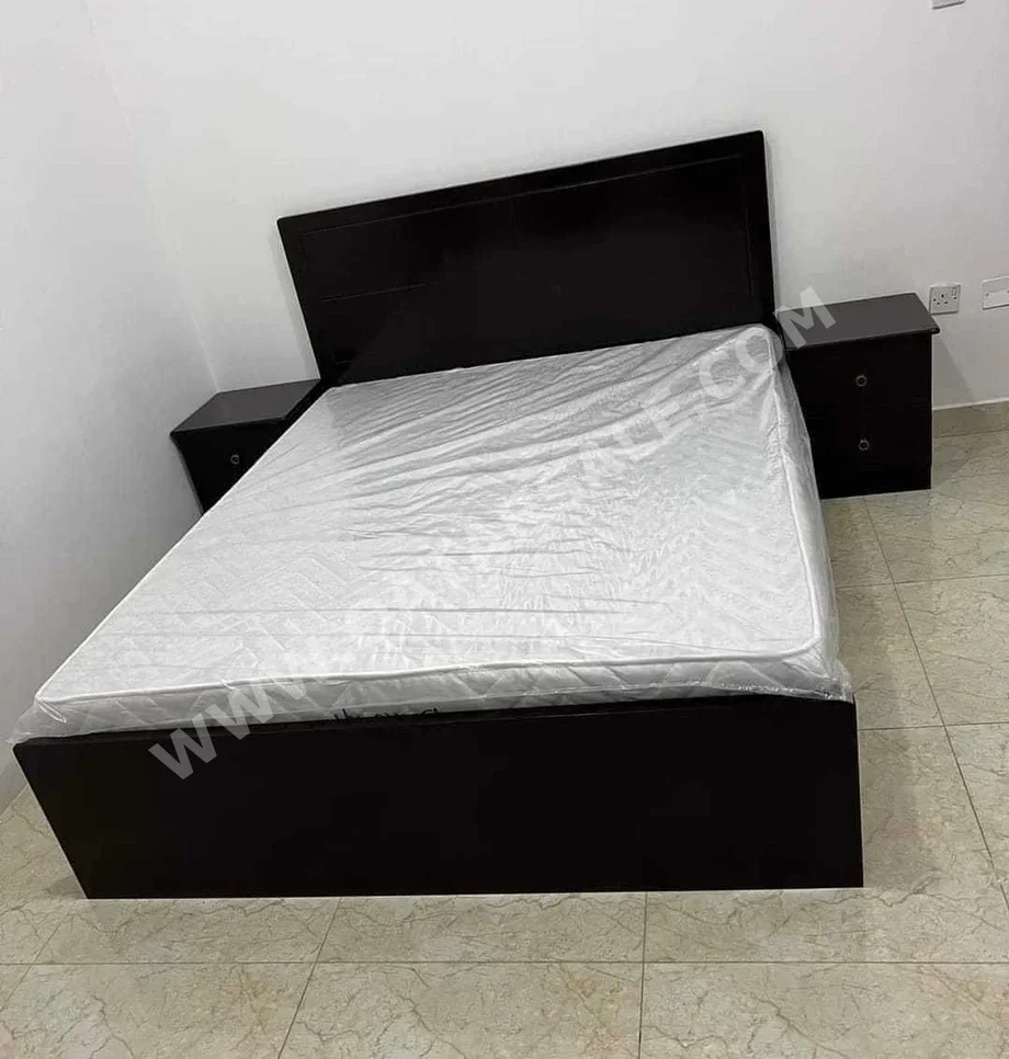 Beds - Queen  - Brown  - Mattress Included  - With Bedside Table