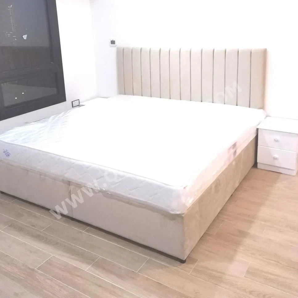 Beds - King  - Yellow  - Mattress Included  - With Bedside Table