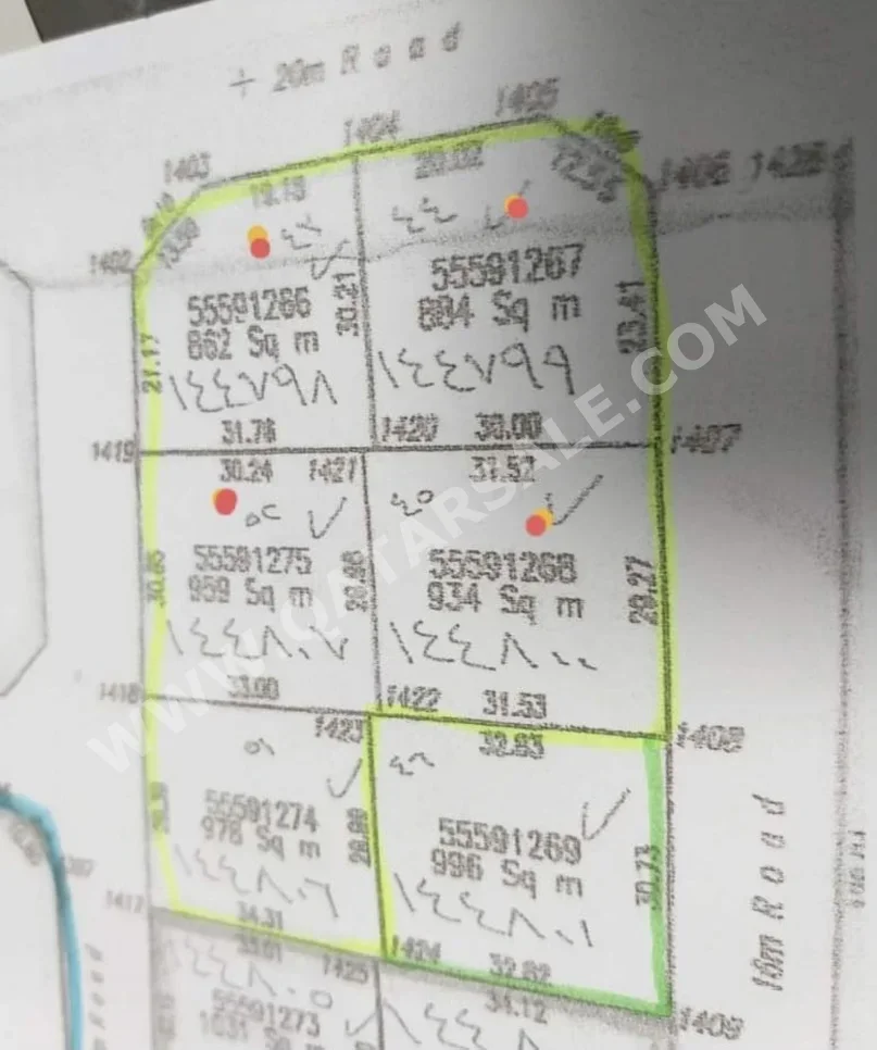 Lands For Sale in Al Rayyan  - Muaither  -Area Size 1٬929 Square Meter