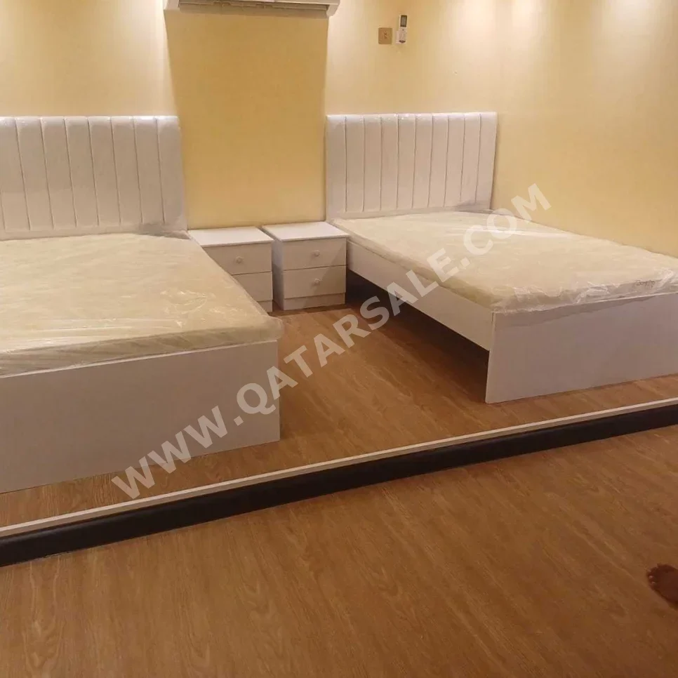 Beds - Single  - White  - Mattress Included  - With Bedside Table