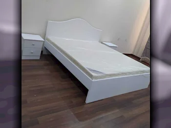 Beds - Queen  - White  - Mattress Included  - With Bedside Table