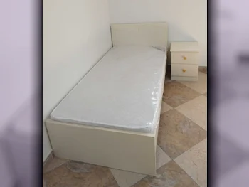 Beds - Single  - White  - Mattress Included  - With Bedside Table