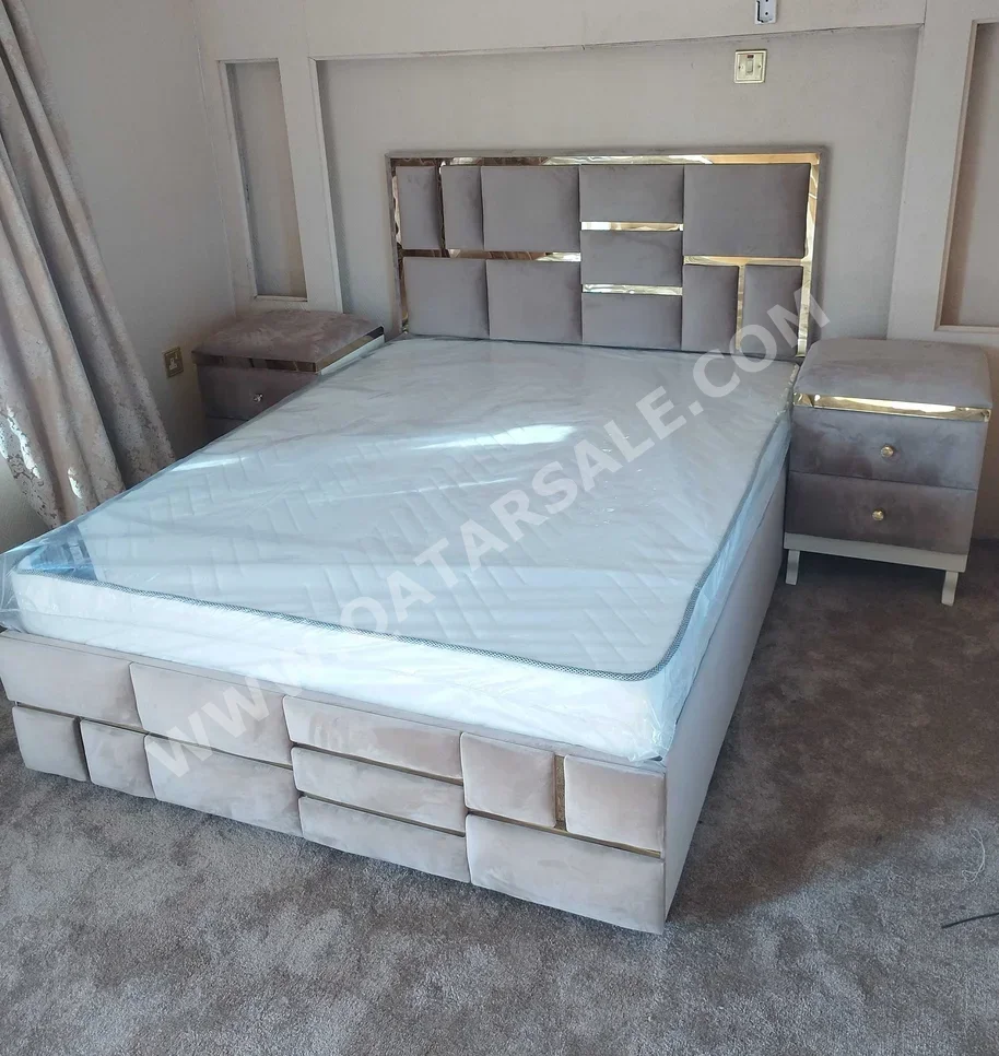 Beds - Queen  - Brown  - Mattress Included  - With Bedside Table