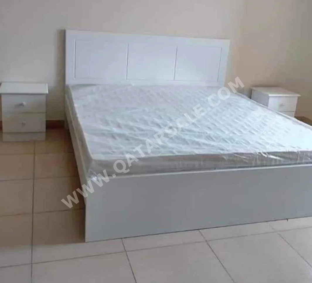 Beds - King  - White  - Mattress Included  - With Bedside Table