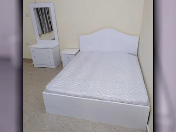 Beds - Queen  - White  - Mattress Included  - With Bedside Table