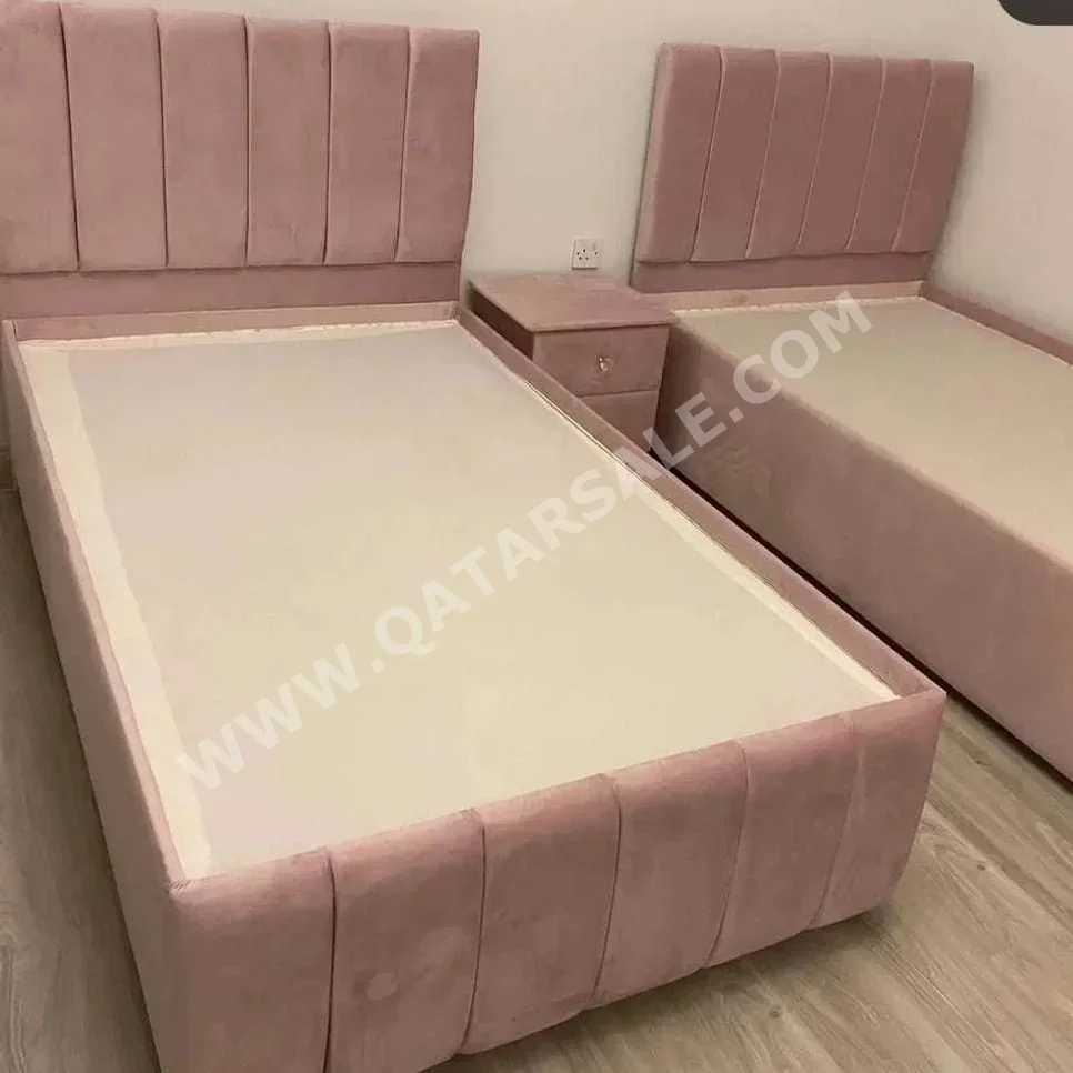 Beds - Single  - Pink  - Mattress Included  - With Bedside Table