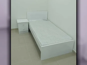 Beds - Single  - White  - Mattress Included  - With Bedside Table