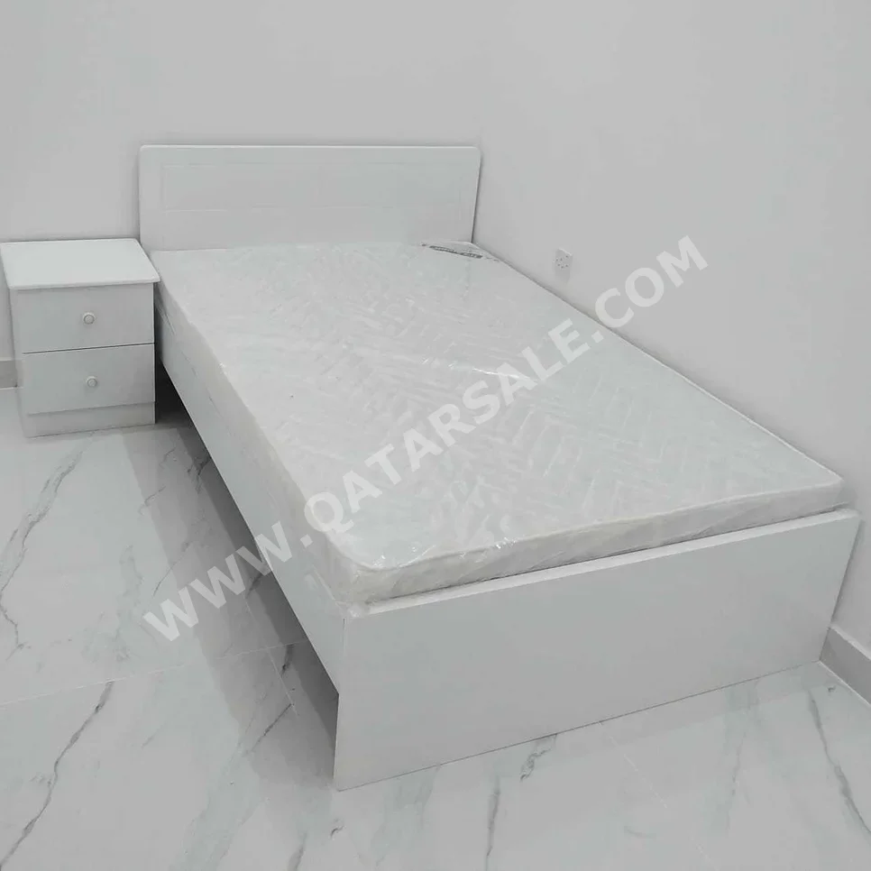 Beds - Single  - White  - Mattress Included  - With Bedside Table