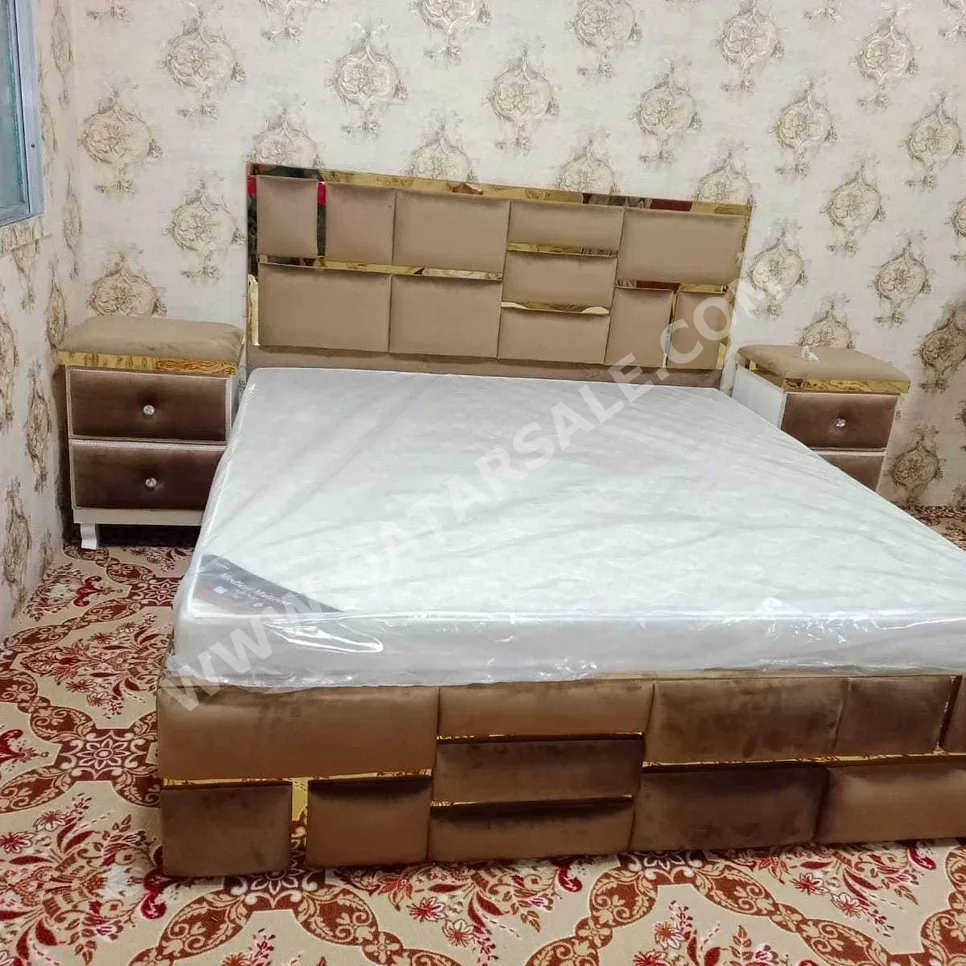 Beds - Queen  - Yellow  - Mattress Included  - With Bedside Table