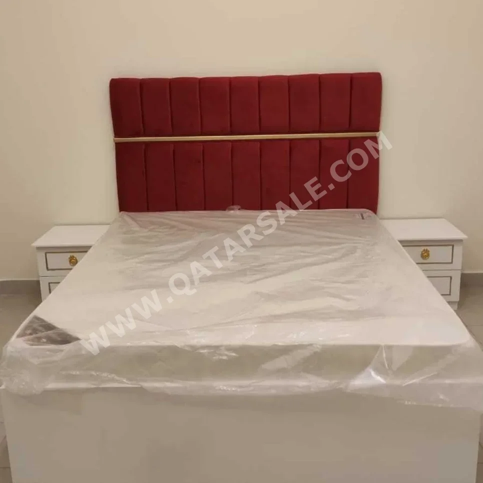 Beds - Queen  - Red  - Mattress Included  - With Bedside Table