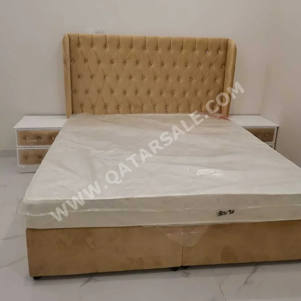 Beds - King  - Yellow  - Mattress Included  - With Bedside Table