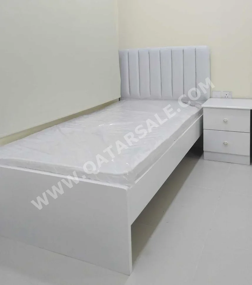 Beds - Single  - White  - Mattress Included  - With Bedside Table