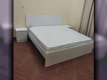 Beds - King  - White  - Mattress Included  - With Bedside Table